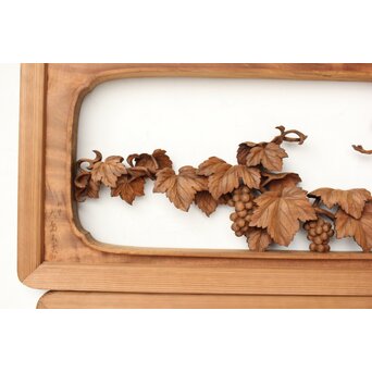 大島五雲 井波彫刻 葡萄と栗鼠 2枚1組　R0453 