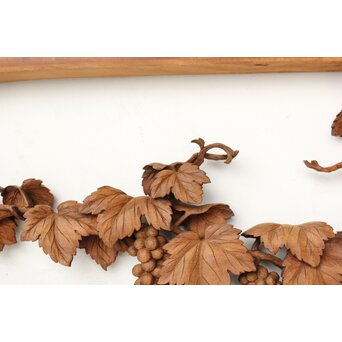 大島五雲 井波彫刻 葡萄と栗鼠 2枚1組　R0453 