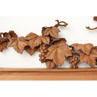 大島五雲 井波彫刻 葡萄と栗鼠 2枚1組　R0453 