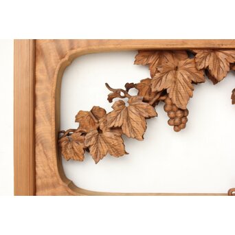 大島五雲 井波彫刻 葡萄と栗鼠 2枚1組　R0453 