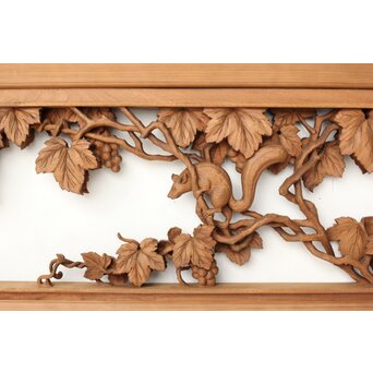 大島五雲 井波彫刻 葡萄と栗鼠 2枚1組　R0453 