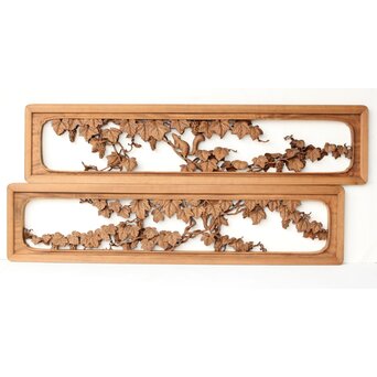 大島五雲 井波彫刻 葡萄と栗鼠 2枚1組　R0453 ウラ　両面とも気合の入った彫り