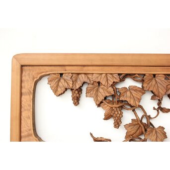 大島五雲 井波彫刻 葡萄と栗鼠 2枚1組　R0453 