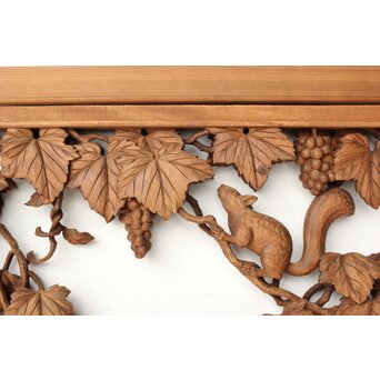 大島五雲 井波彫刻 葡萄と栗鼠 2枚1組　R0453 