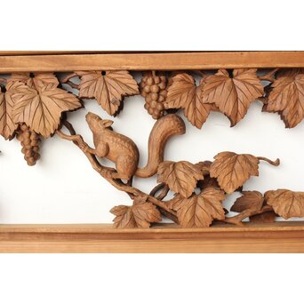 大島五雲 井波彫刻 葡萄と栗鼠 2枚1組　R0453 