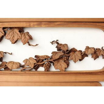 大島五雲 井波彫刻 葡萄と栗鼠 2枚1組　R0453 