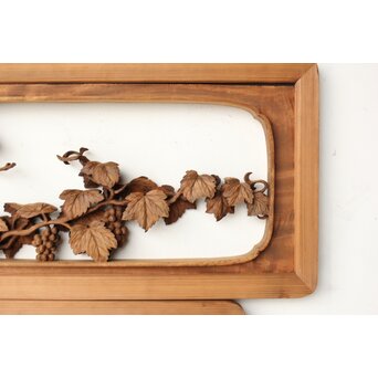 大島五雲 井波彫刻 葡萄と栗鼠 2枚1組　R0453 