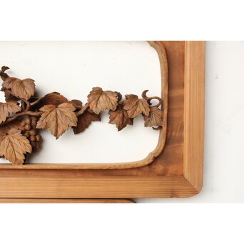 大島五雲 井波彫刻 葡萄と栗鼠 2枚1組　R0453 