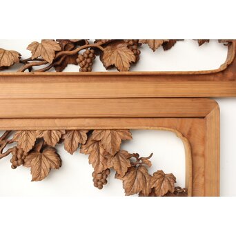 大島五雲 井波彫刻 葡萄と栗鼠 2枚1組　R0453 