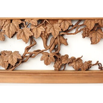 大島五雲 井波彫刻 葡萄と栗鼠 2枚1組　R0453 