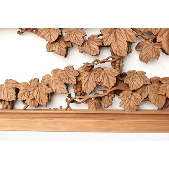 大島五雲 井波彫刻 葡萄と栗鼠 2枚1組　R0453 