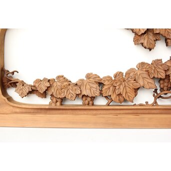 大島五雲 井波彫刻 葡萄と栗鼠 2枚1組　R0453 