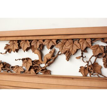 大島五雲 井波彫刻 葡萄と栗鼠 2枚1組　R0453 