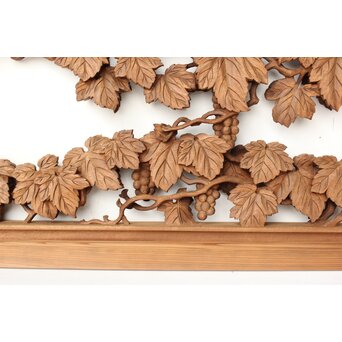 大島五雲 井波彫刻 葡萄と栗鼠 2枚1組　R0453 