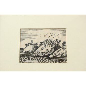 平塚運一 木版画 【新羅古墳群 慶州】Z565 