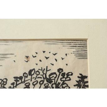 平塚運一 木版画 【新羅古墳群 慶州】Z565 