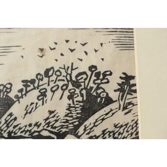 平塚運一 木版画 【新羅古墳群 慶州】Z565 