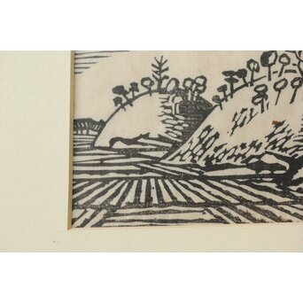 平塚運一 木版画 【新羅古墳群 慶州】Z565 