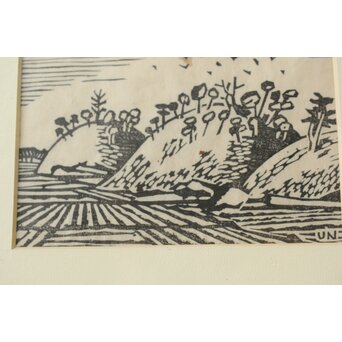 平塚運一 木版画 【新羅古墳群 慶州】Z565 