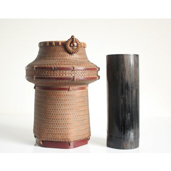 小菅吼月 竹編花籠　U366 