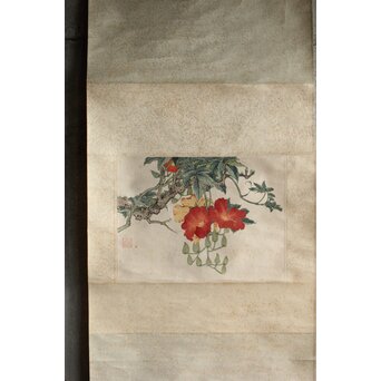 田世光 木版水印《凌霄花》栄宝斉出版 軸装　Z566 