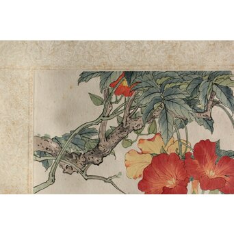 田世光 木版水印《凌霄花》栄宝斉出版 軸装　Z566 