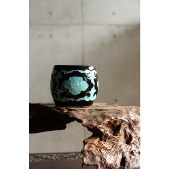 南紀男山焼 交趾写 二彩掛花生　P510