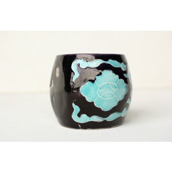 南紀男山焼 交趾写 二彩掛花生　P510 