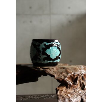 南紀男山焼 交趾写 二彩掛花生　P510 