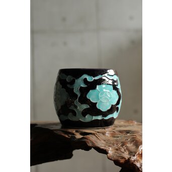 南紀男山焼 交趾写 二彩掛花生　P510 