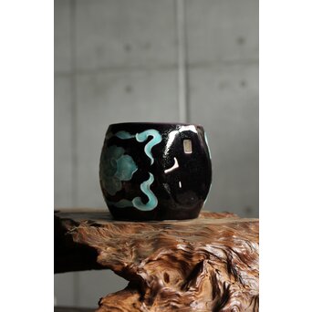 南紀男山焼 交趾写 二彩掛花生　P510 