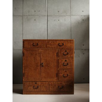 桑無垢玉杢 抽斗 和箪笥　C411