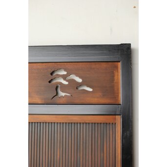 黒枠 上部透かし格子戸 3枚1組　L1153Y 