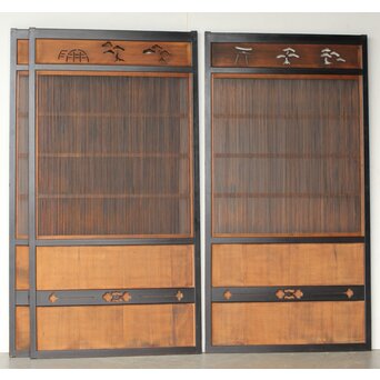 黒枠 上部透かし格子戸 3枚1組　L1153Y