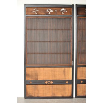 黒枠 上部透かし格子戸 3枚1組　L1153Y 