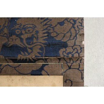 伝 狩野山楽 光頼 龍表装 紙本 虎図 額装　Z568 