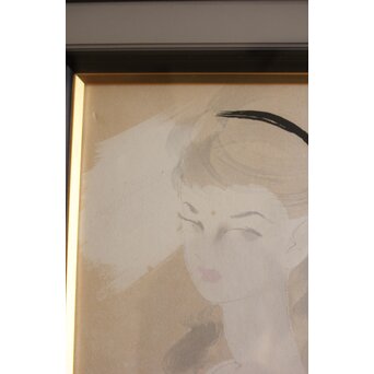 東郷青児 婦人像 色紙額装　Z569 