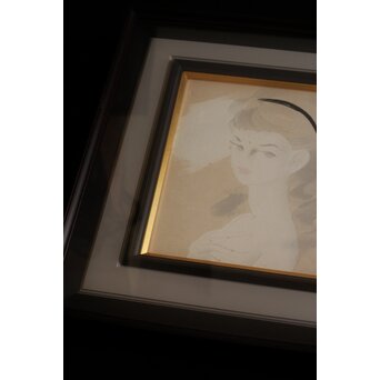 東郷青児 婦人像 色紙額装　Z569 