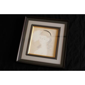 東郷青児 婦人像 色紙額装　Z569