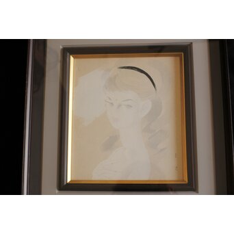 東郷青児 婦人像 色紙額装　Z569 