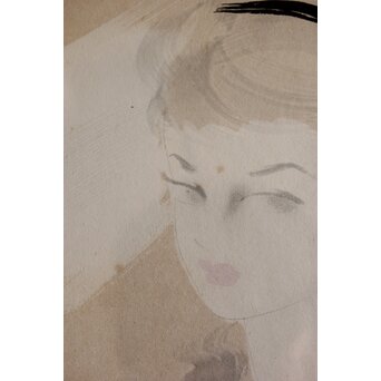 東郷青児 婦人像 色紙額装　Z569 