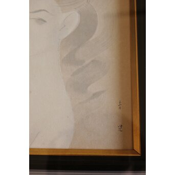 東郷青児 婦人像 色紙額装　Z569 