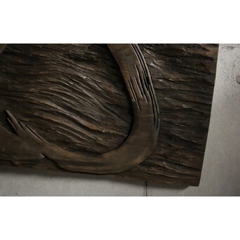 月形那比古 木彫横額 書刻【円相】Z571 