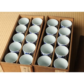 北村和善 川瀬竹春 染付光琳梅 湯呑 20客　P511 