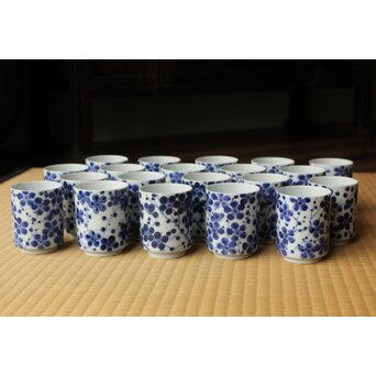 北村和善 川瀬竹春 染付光琳梅 湯呑 20客　P511