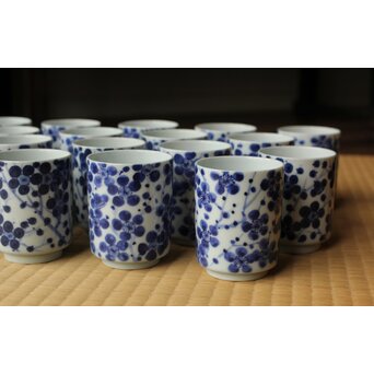 北村和善 川瀬竹春 染付光琳梅 湯呑 20客　P511 