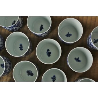 北村和善 川瀬竹春 染付光琳梅 湯呑 20客　P511 