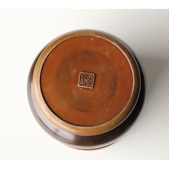 菊光堂 鍋寵造 宣徳銅 蓮花彫 火鉢 瓶掛　M446 