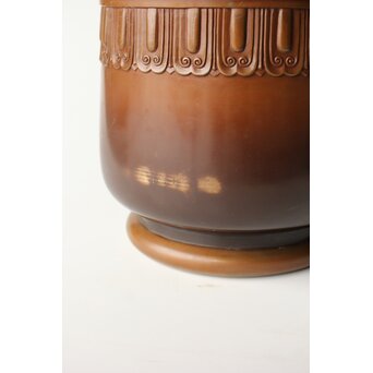 菊光堂 鍋寵造 宣徳銅 蓮花彫 火鉢 瓶掛　M446 