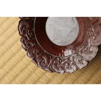 音丸耕堂 霊芝紋茶托 瓶敷　X571 